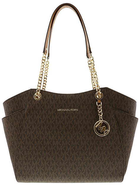 michael kors jet set chain large brown tote|Michael Kors jet set saffiano.